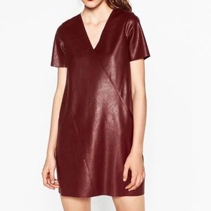 Zara | Vegan Burgundy Leather Dress | SMALL